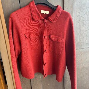 Sezane Betty Cardigan Size 14 Beautiful Burgundy Red
